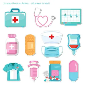 Random Medical Supplies Pattern Sticky Note (40pcs/set), Cute Medical Supplies Pattern Sticky Note, Sticky Note for Doctor Nurse Students, Nursing Students