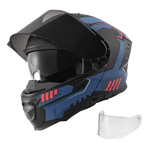 VEVOR Modular Motorcycle Helmet, Flip up Full Face Helmet with Dual Visor, Lightweight Comfortable Adult Motocross Street Bike Helmet for Men and Women - DOT & ECE Approved (L Size)