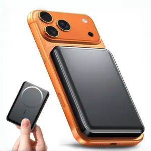 Magnetic Wireless Power Bank 5000mAh - Portable charger with Type-C cable, supports fast charging and Lightning input, compatible with iPhone 17/16/15/14/13/12 series - Rechargeable smartphone charging