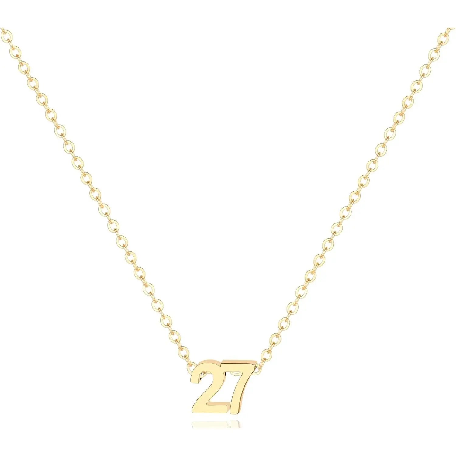 18K Gold Plated Number Necklace for Women,Lucky Number Necklace Personalized Jewelry Birthday Gift