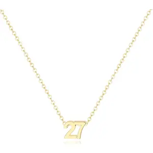 18K Gold Plated Number Necklace for Women,Lucky Number Necklace Personalized Jewelry Birthday Gift
