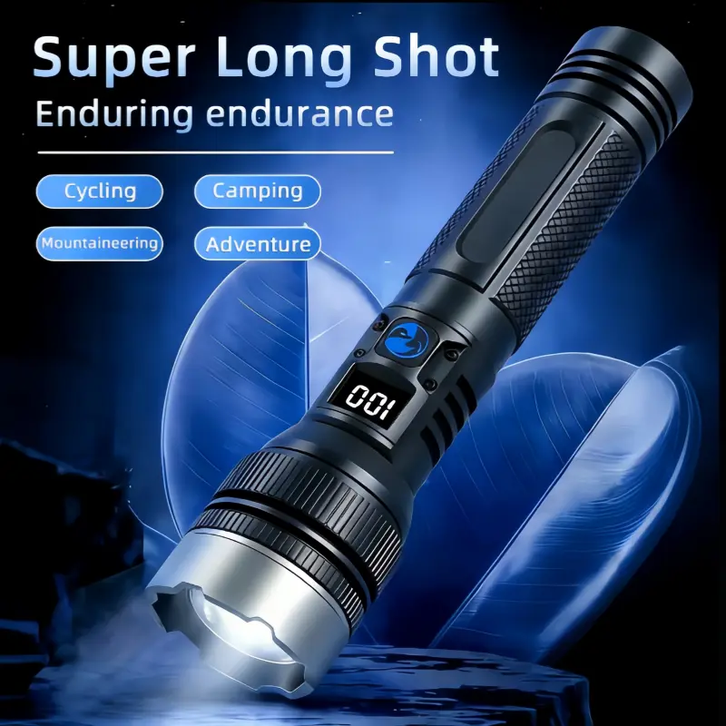 2-in-1 Strong Flashlight (Power Bank),Digital display of power, Rechargeable 2-in-1 Strong Flashlight (Power Bank),Digital display of power, Rechargeable