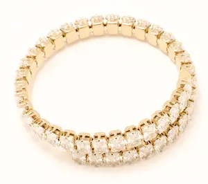 Steel by Diamonique Baguette Cut Flexible Bangle