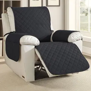 Reversible Quilted Recliner Covers, Adjustable Modern Reclining, Water Resistant Furniture Protector, Washable Couch Cover with Elastic Straps
