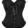 Gothic Retro Court Style Jacquard Satin Corset Top, Lace-Up Heart Neckline, Slimming Waist, Party Wear, All Seasons