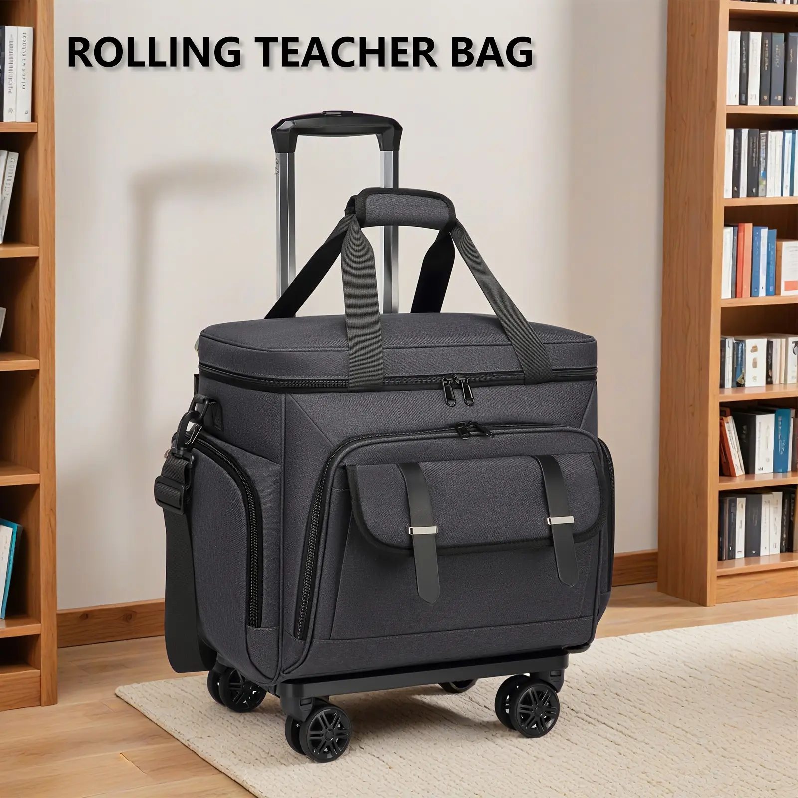 16-Inch Detachable Rolling Teacher Bag for Women, Durable Luggage, Multifunctional Portable Bag with Crossbody and Handheld Options