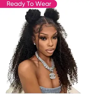 YMSGIRL Curly 4x7 Lace Closure Glueless Wigs, Pre-Plucked Pre-Cut Pre-bleached Human Hair, Effortless Style & Natural Look, Instant Glam,Suit For All