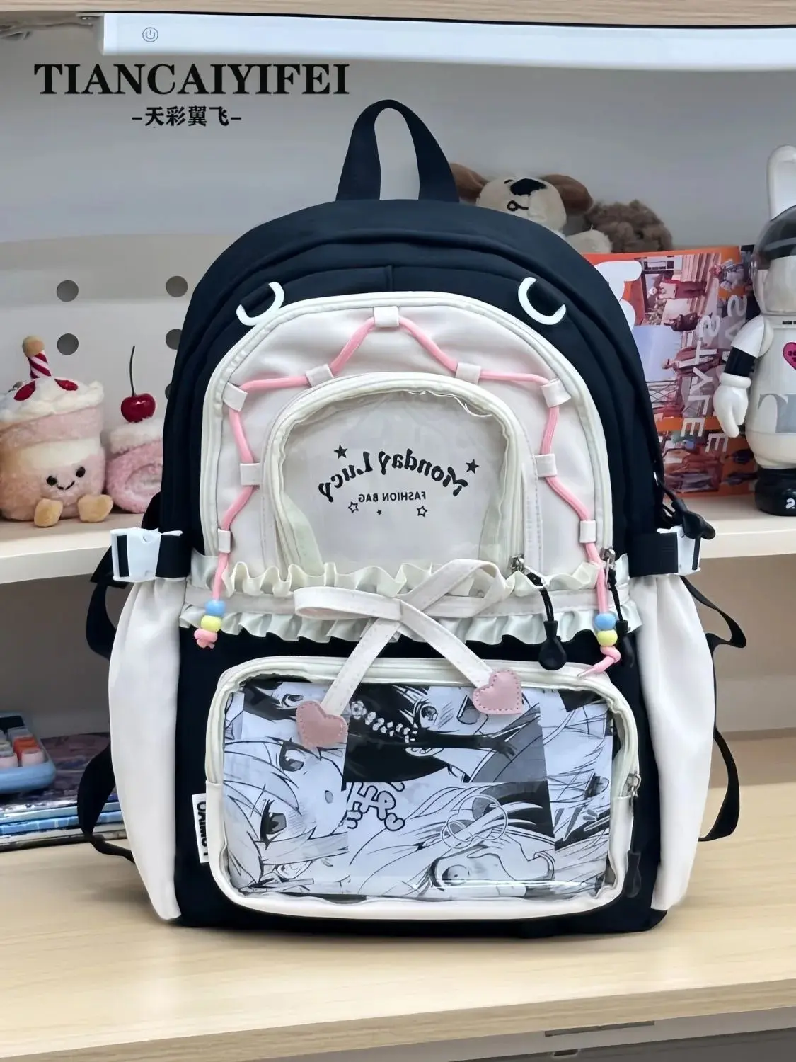 School Bag Ita Bag Young Girl School Backpacks Girl Ins Sweet Japanese Backpack Y2K Transparent Display Bag Large Backpack