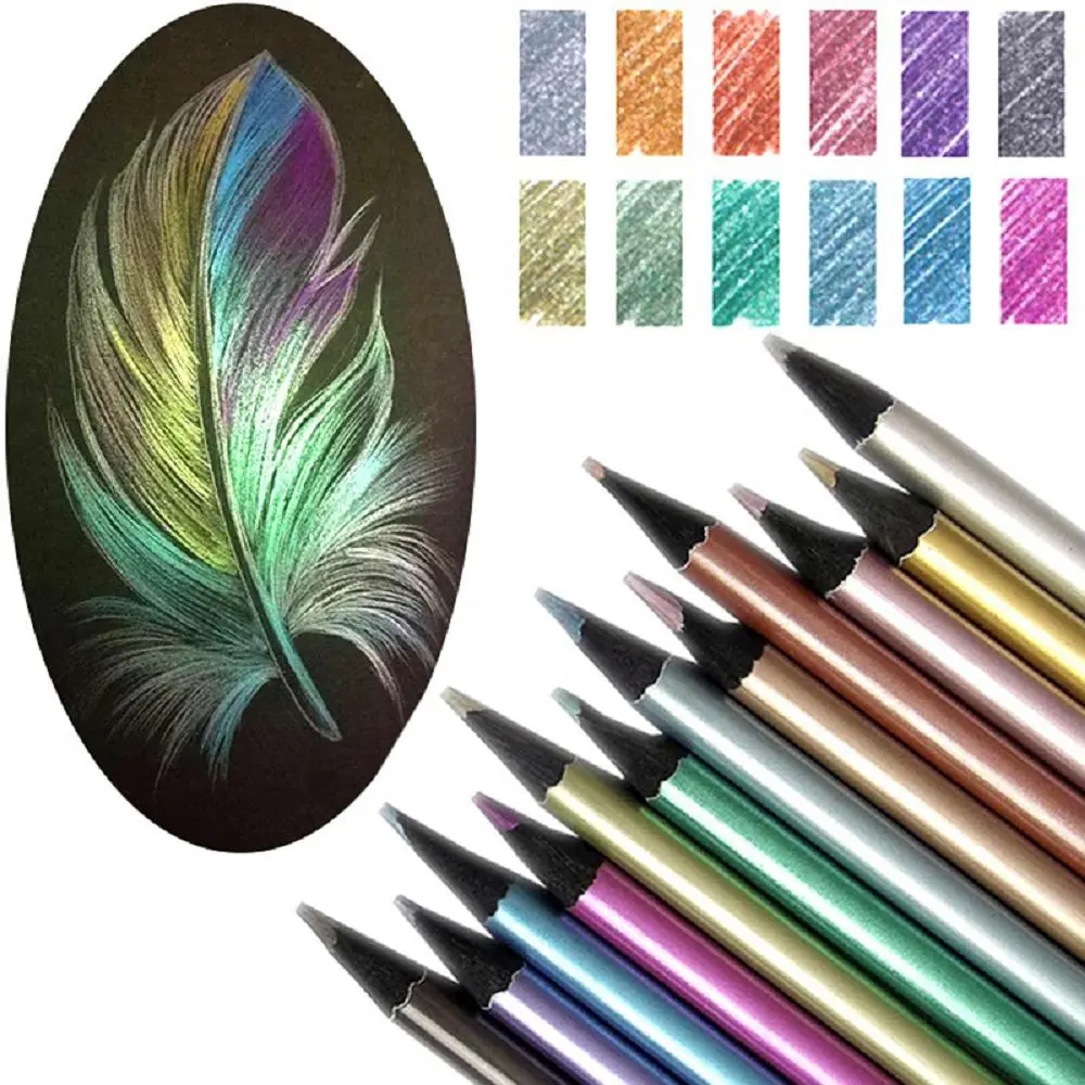 24-color Metallic Color Pencil (24pcs/set), Art Painting, Coloring, Coloring Pencils, Graffiti Colorful Pens, Creative DIY Pencil, Drawing & Art Supplies, Art Supplies Essential