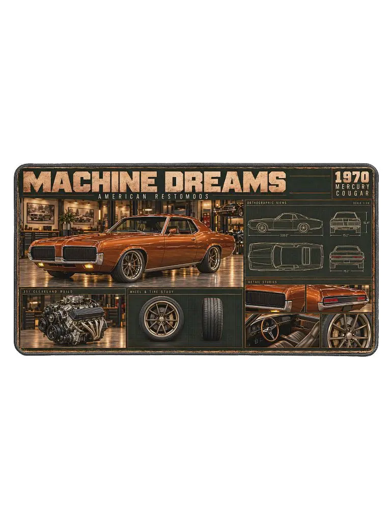 Machine Dreams // American Restomods — 1970 Mercury Cougar Desk pad/Workbench Mat