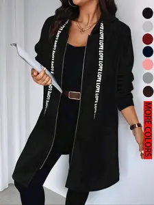 Plus Size Women's Winter Long Coat Jackets, Full Zip Design, Front Pockets, Casual Versatile, Ideal for Cold Weather