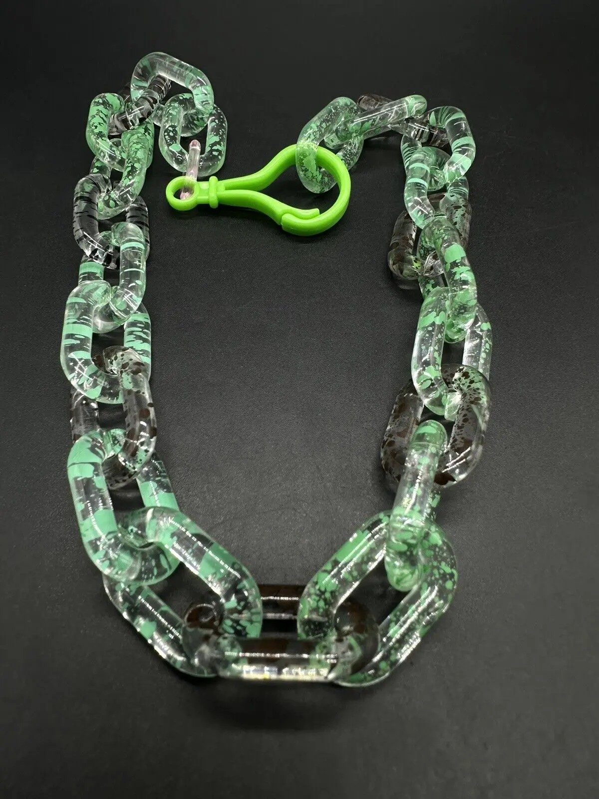 Clear Translucent Cable Link Multicolor Acrylic Chain Link Necklace 20”