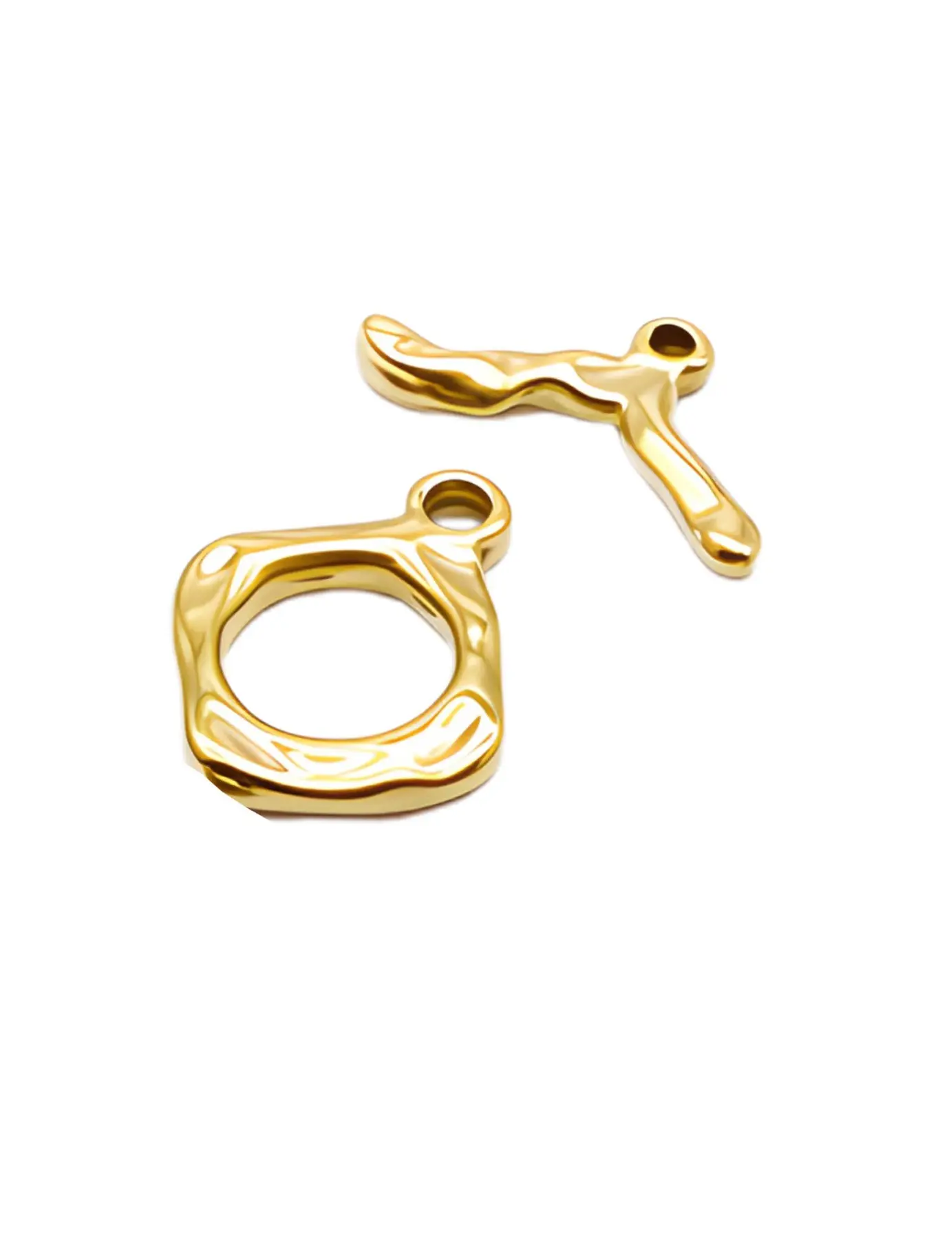 1 Sets Stainless Steel Irregular Molten OT Clasps, 18K Gold Plated Waterproof Toggle Closures for Jewelry Making, Tarnish Resistant T-Bar Connectors for DIY Necklace Bracelet, Jewelry Clasps And Closures