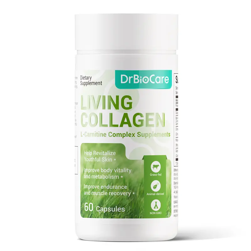 DrBioCare Living Collagen L-Carnitine Complex Dietary Collagen Supplements - Grass-Fed Bovine Peptides, Bovine Colostrum, Cinnamon Extract, Mulberry Leaf Extract, Non-GMO, Carnitine L-Tartrate, for Adults' Fitness & Healthcare Support