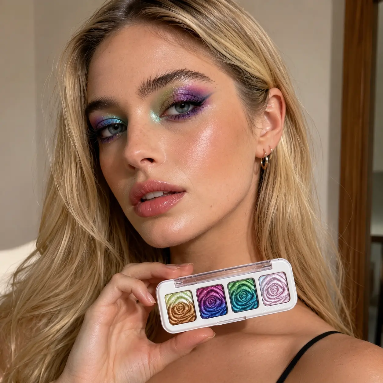 SHEEN EFFECT Multi-Chrome Chameleon Shift Eyeshadow Palette Limited First 100 Orders Free Professional Eyeshadow Brush Gift Duochrome Metallic Glitter Eye Makeup