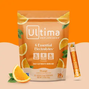 Ultima Replenisher Orange Daily Electrolyte Drink Mix – 20 Sugar-Free Hydration Packets with 6 Key Electrolytes, Vitamin C & Zinc – Vegan, Keto & Non-GMO