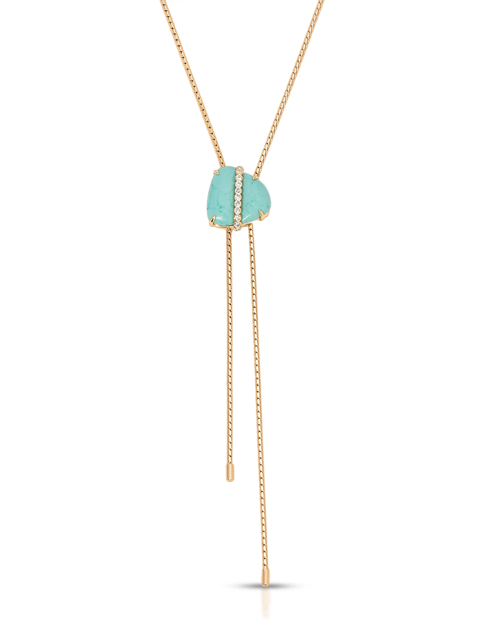 Turquoise Solstice Bolo Necklace – 18K Gold Plated Western Style Necklace with Turquoise Stone | Adjustable Statement Necklace for Women