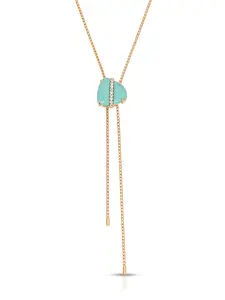 Turquoise Solstice Bolo Necklace – 18K Gold Plated Western Style Necklace with Turquoise Stone | Adjustable Statement Necklace for Women