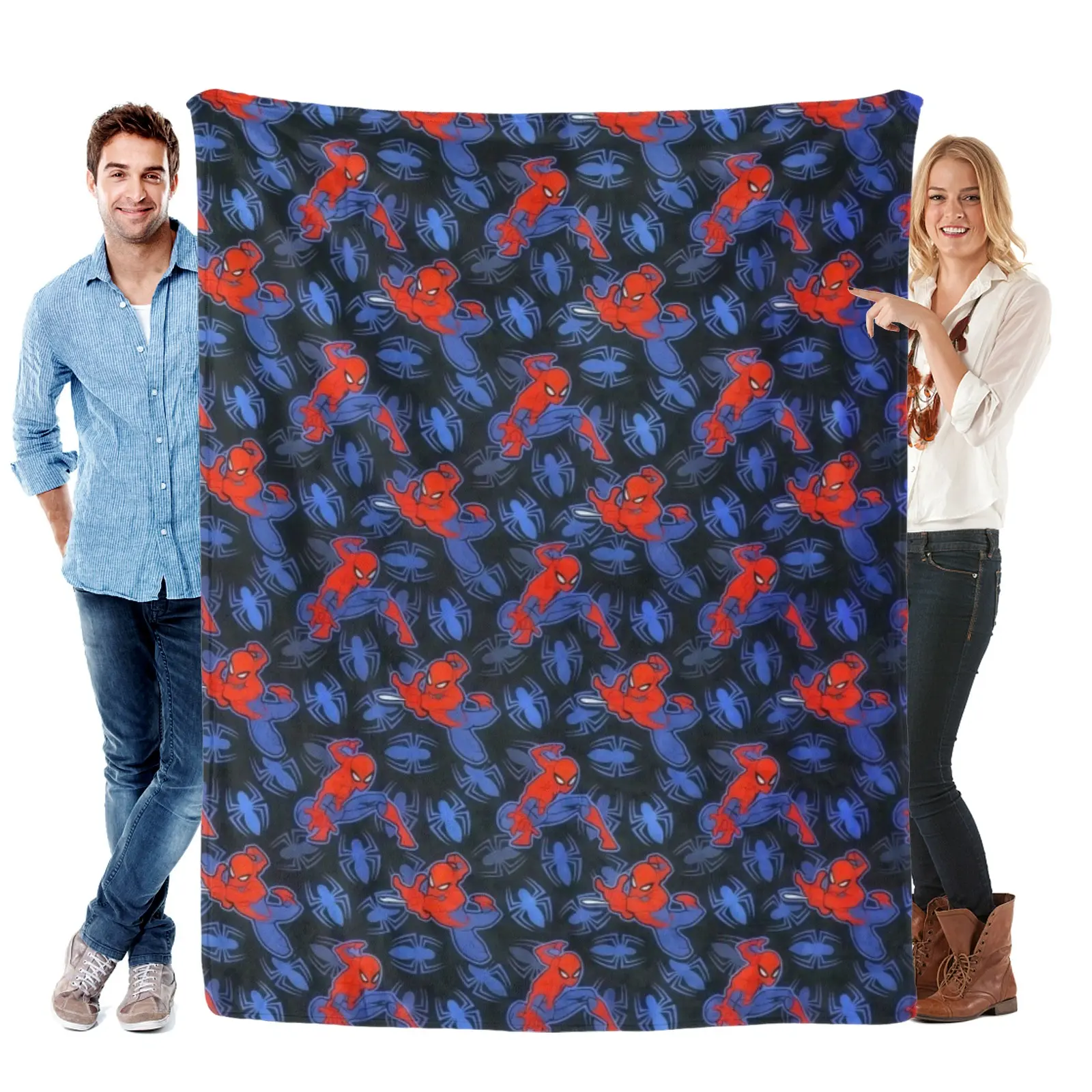 [SummerVibes] Marvel Spider-Man Flannel Throw, Ultra Soft Flannel Fabric, Lightweight With Bold Hero Prints, Ideal For Bed & Couch, Perfect Decor For Teens Game Room