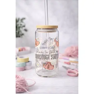 Sourdough Starter Glass Cup 🍞🌼