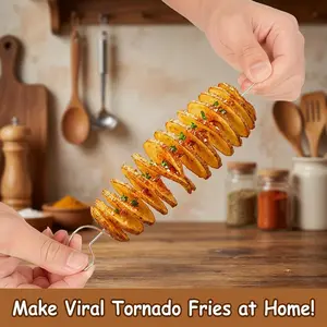 6pcs Viral Spiral Potato Slicer Stainless Steel Manual Tornado Cutter for Crispy Vegetable Twisters Satisfying Kitchen Gadget for BBQ and Camping Fun Party Snack Maker Easy to Clean Durable Professional Slicing Tool Perfect Gift for Foodies and Outdoors