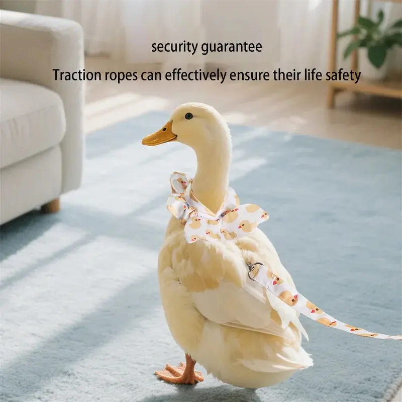 Adorable Pet Goose Chicken Duck Harness and Diaper Set with Duck Print Design - 2 Pieces Adjustable Leash Included