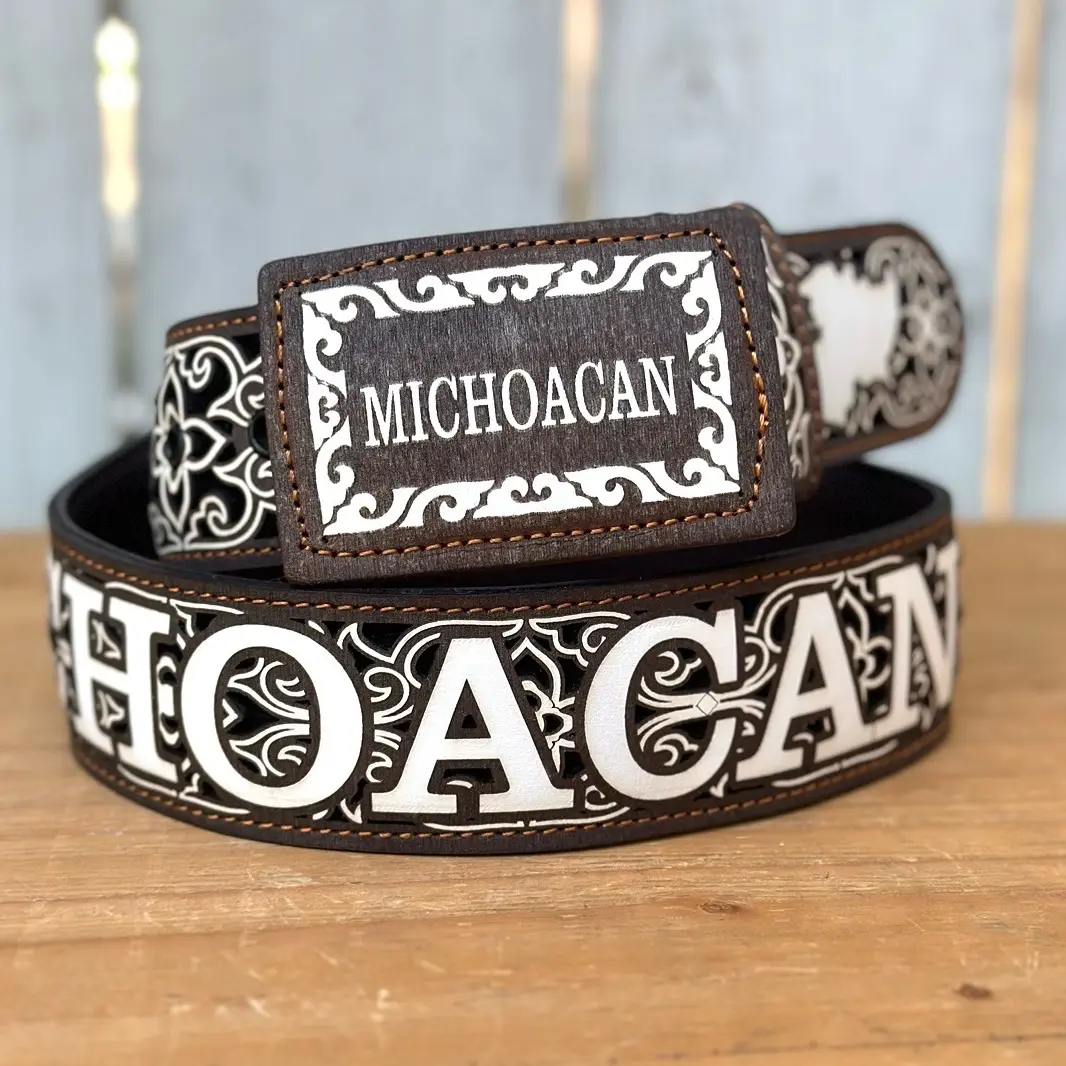 Michoacán Laser Cut Personalized Western Belt for Men