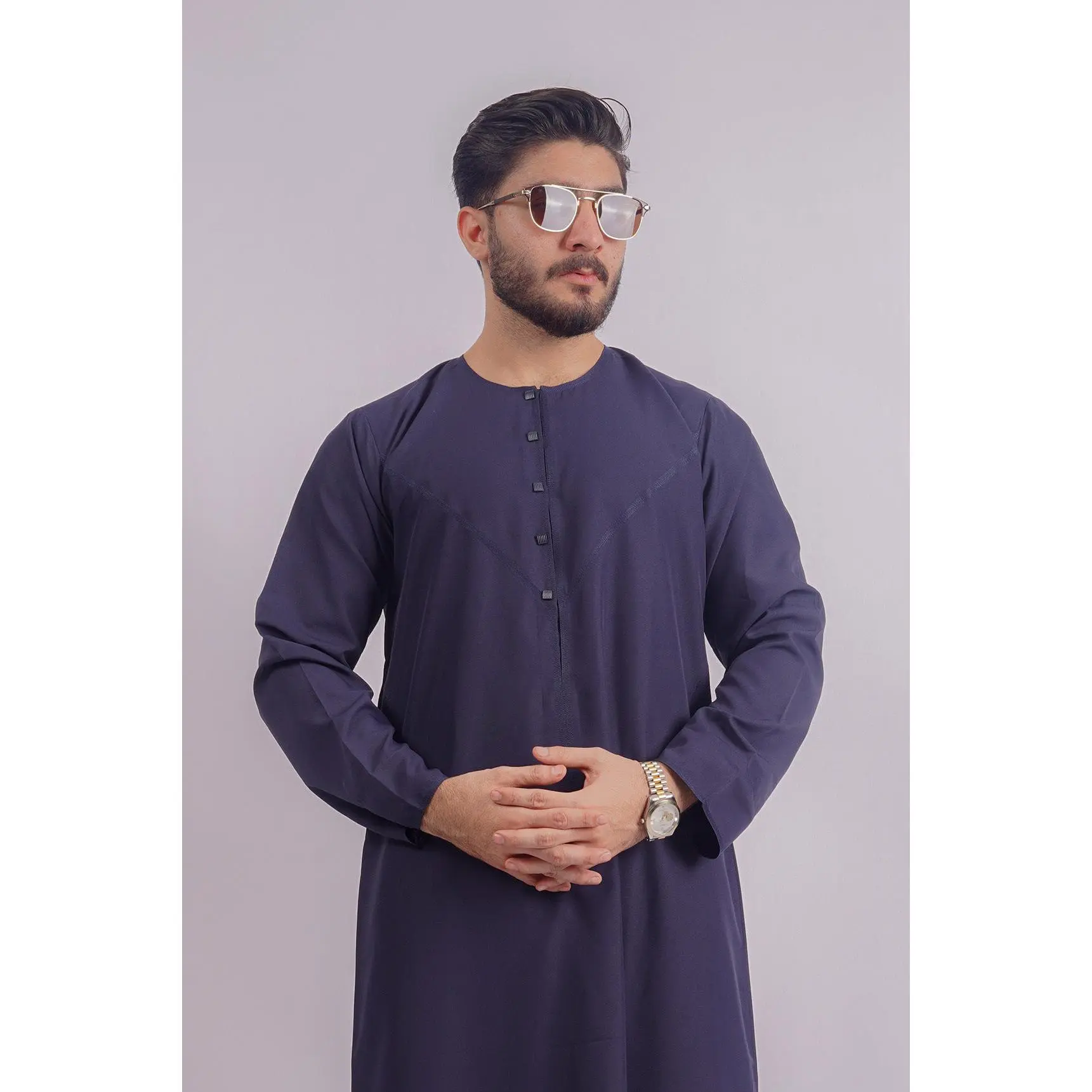 Classic Emirati Thobe - Navy Blue