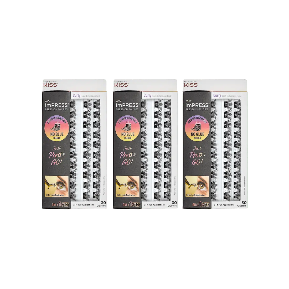 imPRESS Press-On Falsies 3-Pack Curly Clusters Bundle