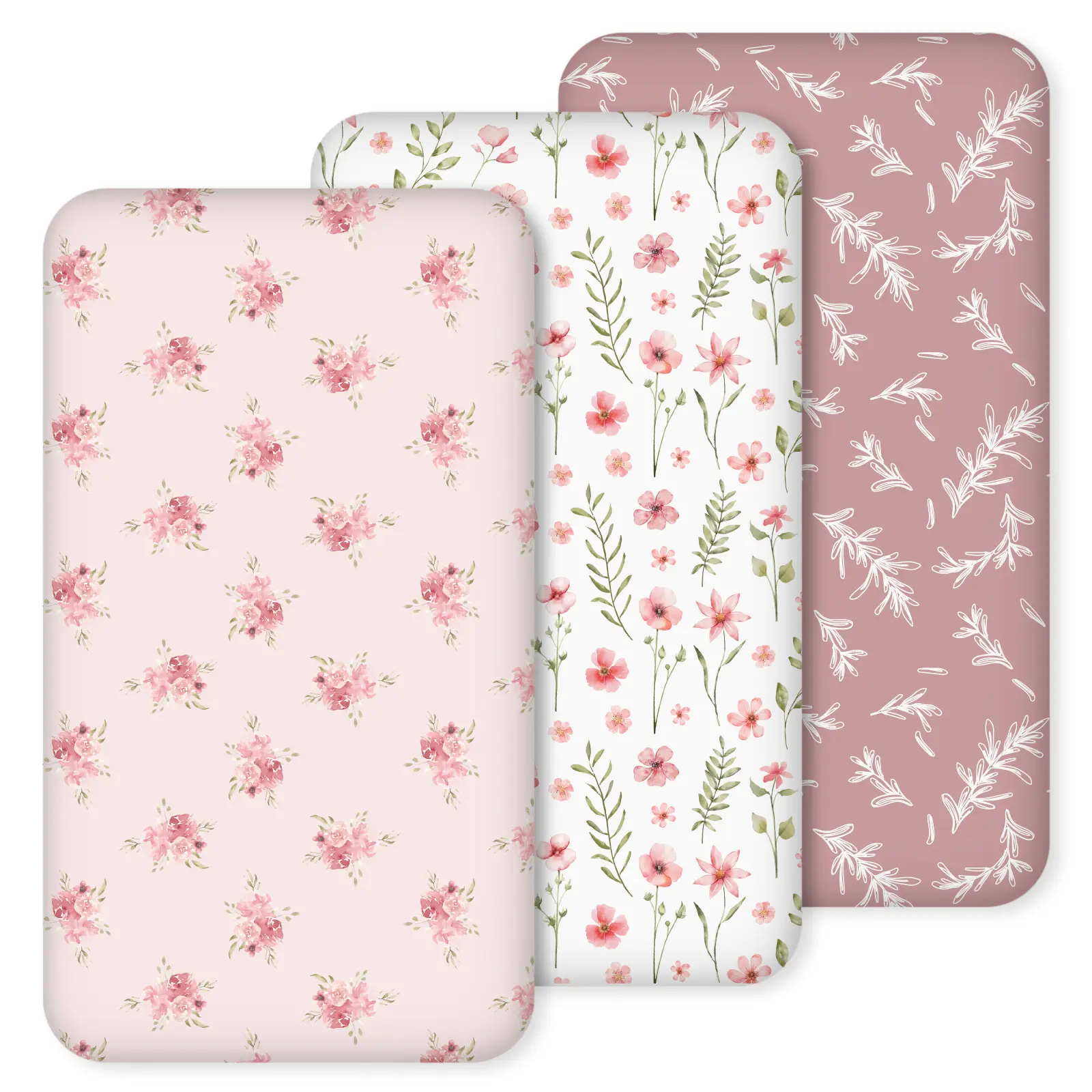 Crib Sheets 3 Pack Gentle Soft Bedding Sheets for Boys & Girls, Fitted Sheet for Crib & Toddler Mattress, Super Soft Microfiber Baby Sheet 47x24x6 Inches, Cradle Sheets