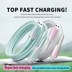 22.5w Fast Charging Data Cable, 1m & 2m Gradual Color USB-A to Type-C Braided Charger Line, Quick Charge for Devices
