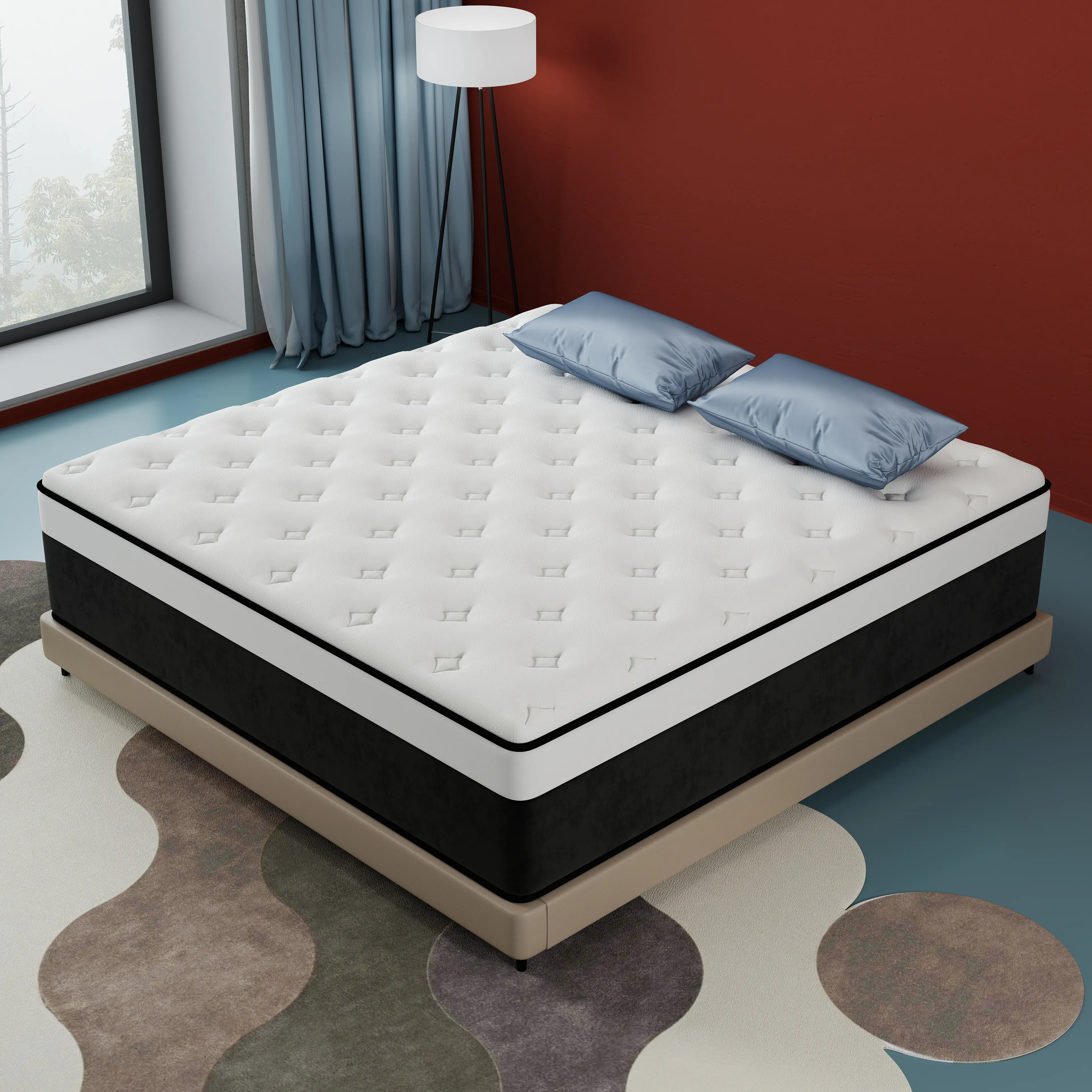 CHEVNI Hybrid Mattress- 8"/10"/12"/14" Sizes (Twin, Full, Queen, King) - Compressed Boxed Pocket Spring Mattress Black White Color Motion Separation Body Contouring Comfort Skin-Friendly Breathable Sleep Mattress