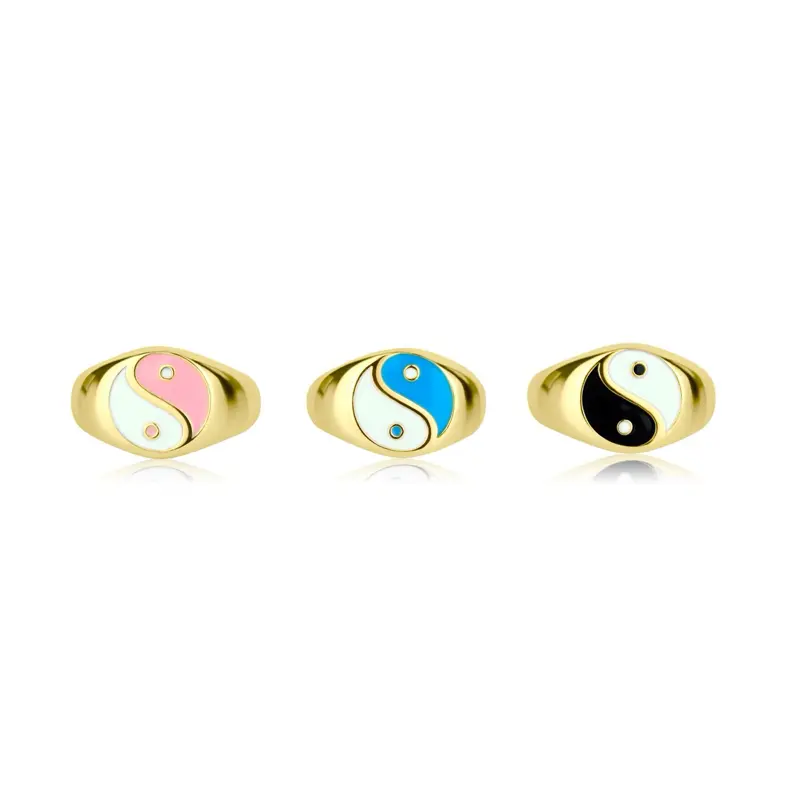 Ying Yang Ring - Colorful Design with Pink Blue and Black Elements Ying Yang Ring Product
