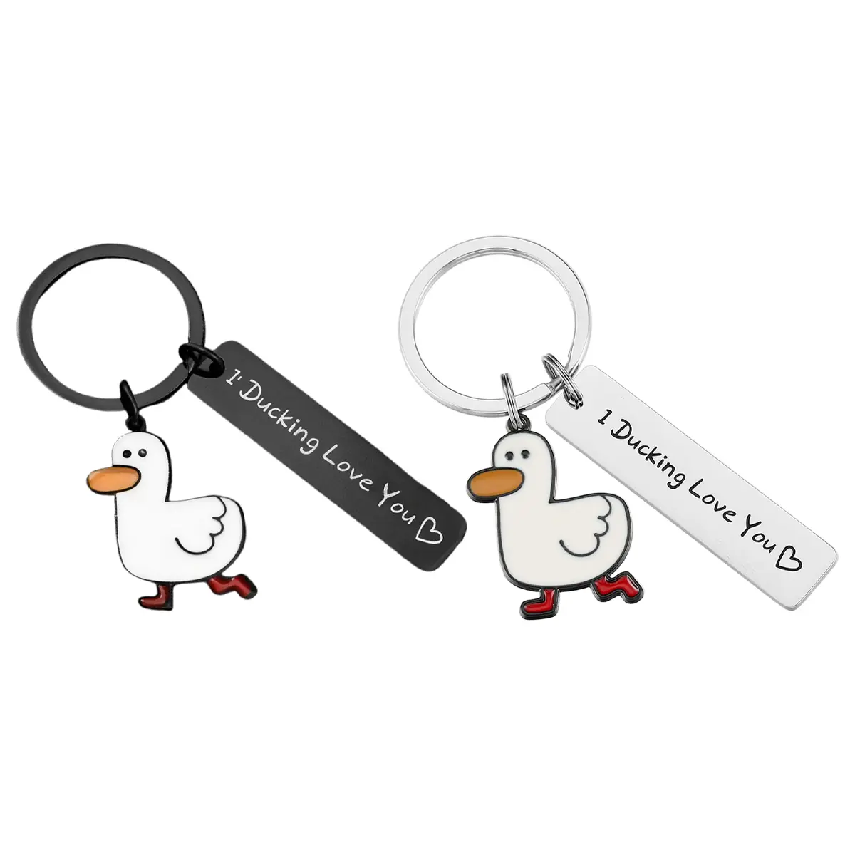 Cartoon Duck Pattern Round Shaped Keychain, Trendy Cute Keychain, Letters Print Keychain for Duck Lover's Gift, Fashion Accessories for Men & Women