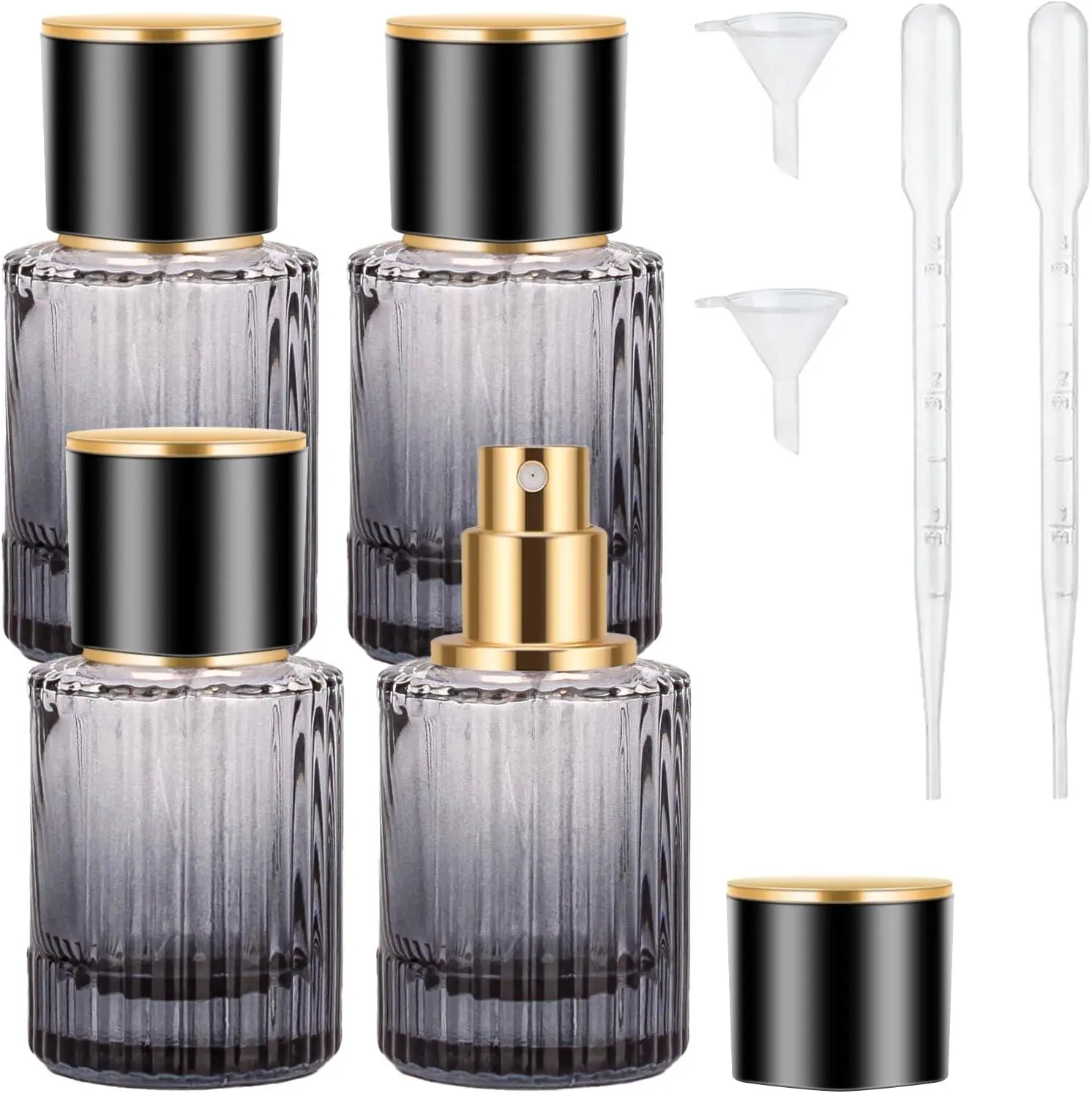 Travel Vintage Perfume Bottle Empty, 2Pcs 30ML High-Quanlity Portable Perfume Atomizer with Funnel and Dropper, Fine Mist Leak-Proof Spray Atomizer Ideal for Perfume, Toner and Skin Care HXRYAGi