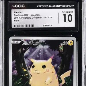 CGC Certified Pikachu 001/028 Japanese 25th Anniversary Collection Gem Mint 10 Holo Card