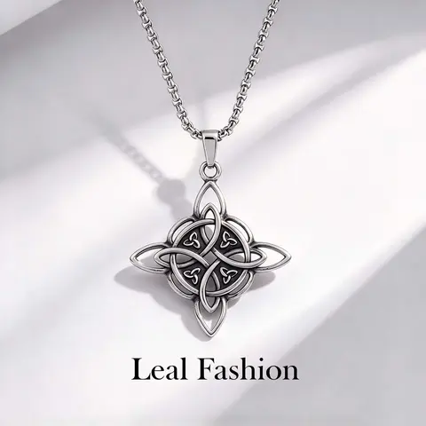 Vintage Cross Knot Necklace Celtic Guardian Knot Design Accessory Gift for Women and Men.