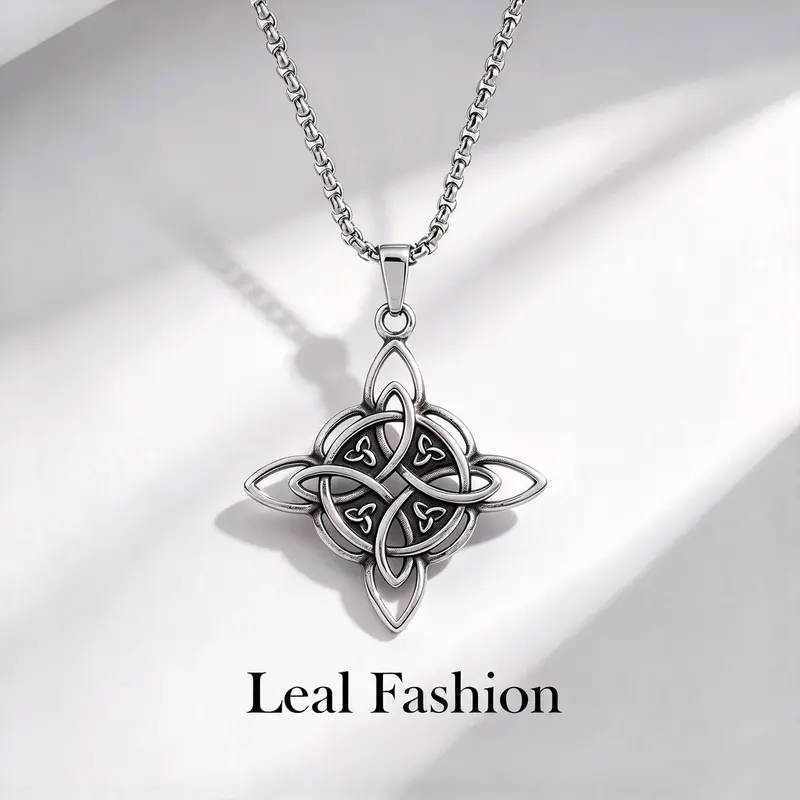 Vintage Cross Knot Necklace Celtic Guardian Knot Design Accessory Gift for Women and Men.