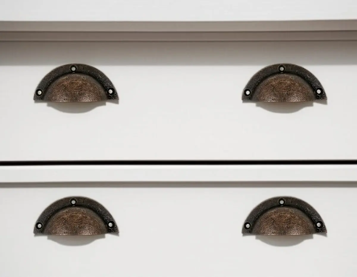 212 MAIN Distressed Bronze Metal Cup Drawer Pull Knobs - Set of 6, Rustic Vintage Artisanal Hand-Painted Finish, Transitional Style Hardware