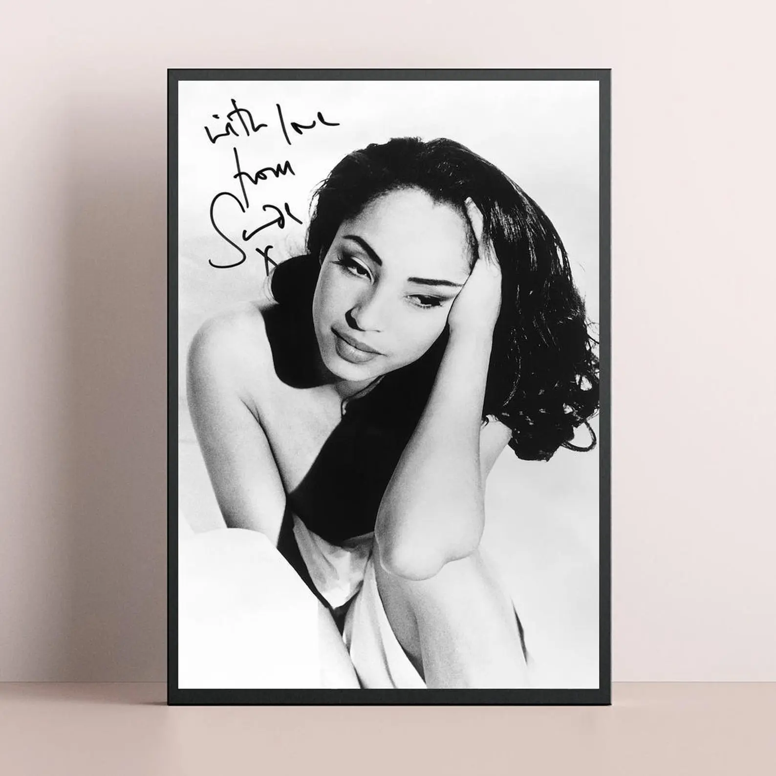 Vintage Soul Singer Black & White Portrait Poster, Aesthetic Signature Wall Art, Minimalist Canvas Decor for Bedroom