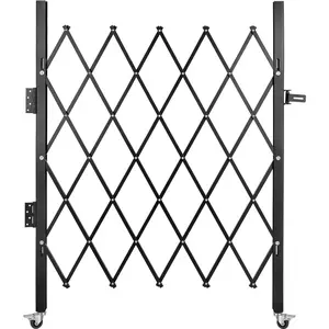 VEVOR Single Folding Security Gate, 48\" H x 37\" W Folding Door Gate, Steel Accordion Security Gate, Flexible Expanding Security Gate, 360° Rolling Barricade Gate, Scissor Gate or Door with Padlock