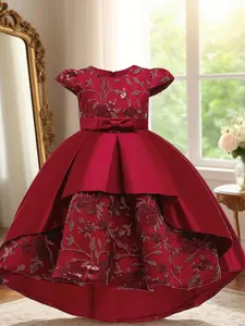 Girls flower embroidered dress sequins decoration high-end dress suitable for children's party piano concert travel photography