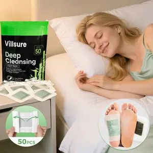 Villsure Deep Cleansing Foot Pads Foot Care With 50 Patches,Natural Aloes,Sea salt,Tourmaline,Herbal Foot Detox Patches For Foot Care,Adhesive Sheets, lmprove Sleep Quality,Relieve Fatigue and Exhaustion,Cleanse the Body & Mind,Improve Sleep Detoxpads