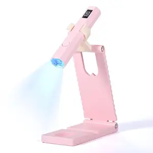 Cordless UV Nail Lamp with Stand: Flash Cure Lamp with 20s/60s Countdown Timer LCD Display 200 mAh Rechargeable LED Nail Light for Gel Nails Polish Rhinestone Decoration DIY Home