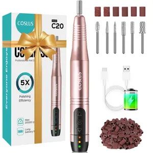 COSLUS Cordless Nail Drill Electric File: Professional for Acrylic Gel Dip Powder Nails Portable Nail Drill Machine Kit for Manicure Pedicure Nail Set, 6 Hours Battery Life, Low Heat & Vibration. Lightweight 0.2LBS, For Hand and Toe Nails.