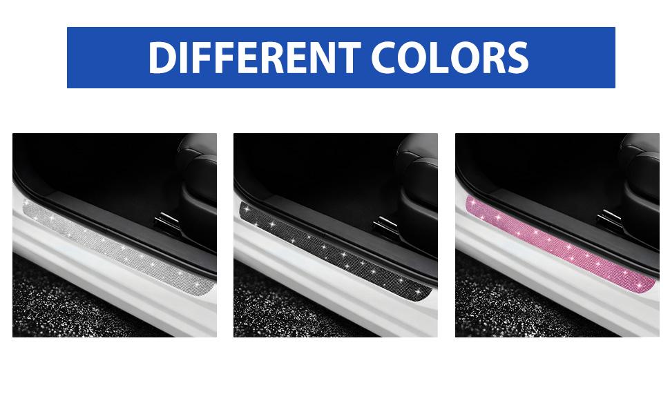 NETEPEM Bling Car Door Sill Protector 2PCS Car Door Edge Guard Rhinestones Door Threshold Protection 23.62x1.96 inch Anti-Scratch Strip Sticker Universal Bling Car Accessories(Silver)