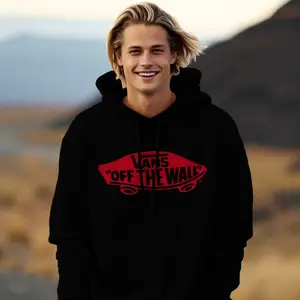 Vans "OFF THE WALL" Hoodie Bold Graphic Design 50/50 Cotton/Polyester Double-Lined Hood Pouch Pocket OEKO-TEX Certified Medium Fit