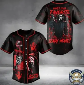 Ghostface Baseball Jersey – Vintage 90s Horror Movie Graphic Fan Shirt