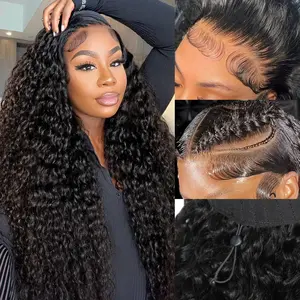 Bling Hair Glueless Wigs Human Hair Pre Plucked Pre Cut 13x4 13x6 Deep Wave Lace Front Drawstring Wigs Human Hair for Women 6x4 5x5 HD Lace Closure Wigs with Elastic Drawstring 180% Density Natural Color