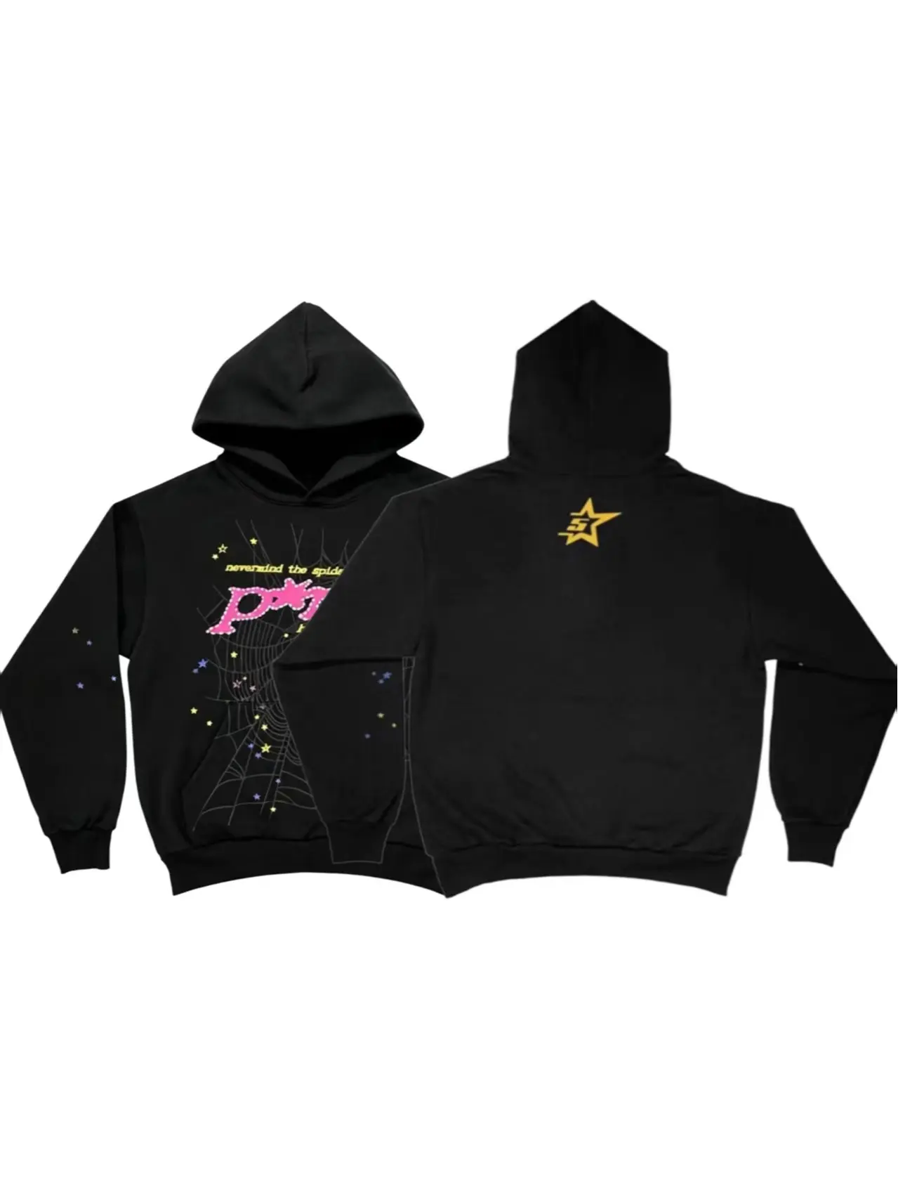 Men's Casual Unisex Spider & Slime Print Hoodie, Short-Sleeve Fashion Sweater Top Jeans Casual Pullover Sweatshirts Menswear